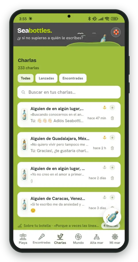 Seabottles screenshot: chats