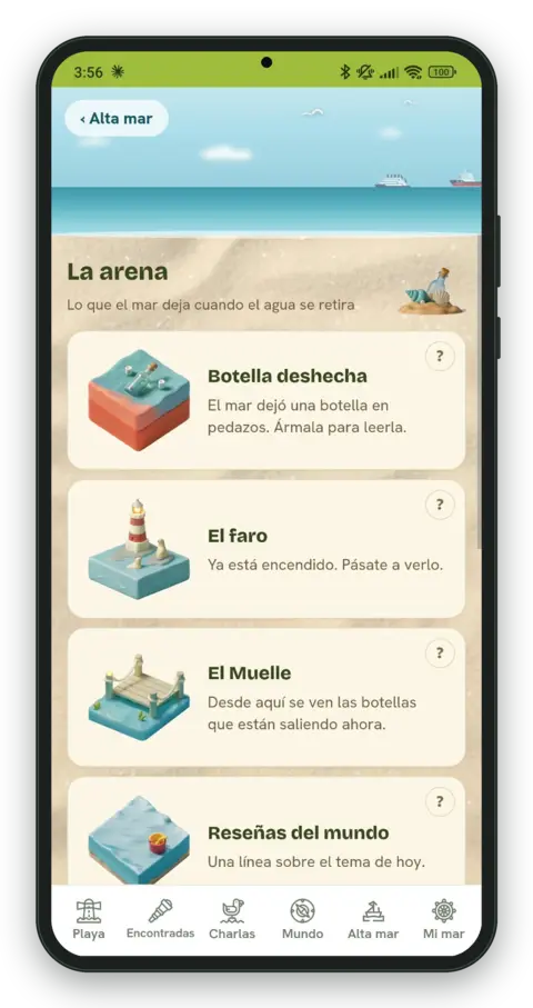 Seabottles screenshot: the Sand