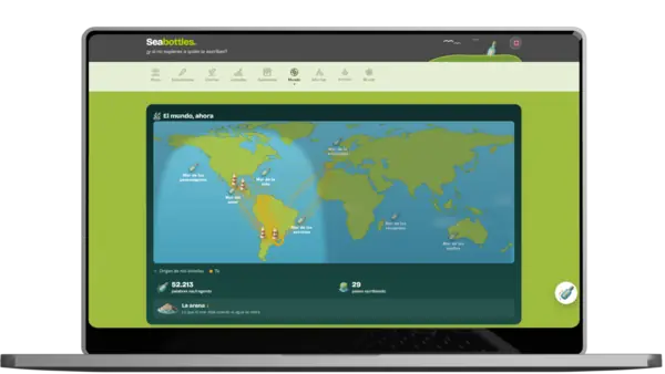 Seabottles screenshot on a computer: the world, right now