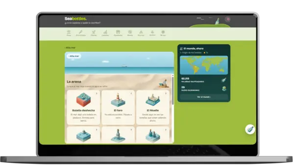 Seabottles screenshot on a computer: the Sand